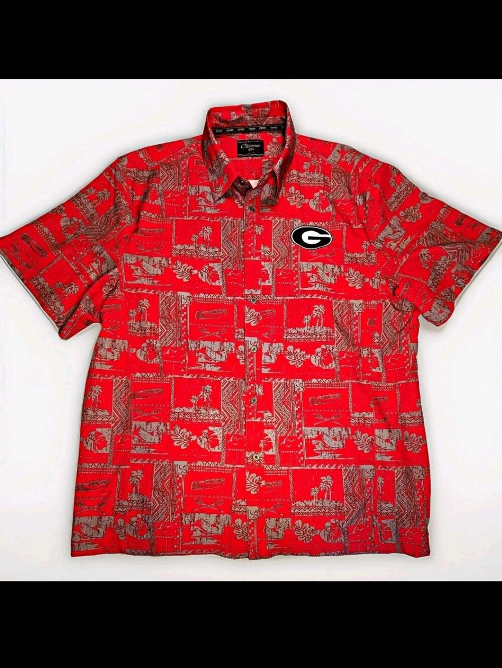 Chiliwear Georgia Bulldogs Men's XXL Red Hawaiian Tropical Button Down Shirt NWT